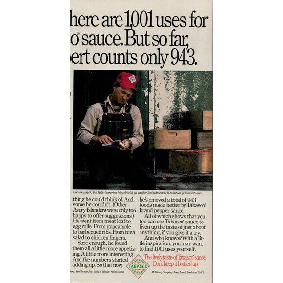 Tabasco Pepper Sauce 1988 Vintage Print Ad (L15) - Picture 3 of 3